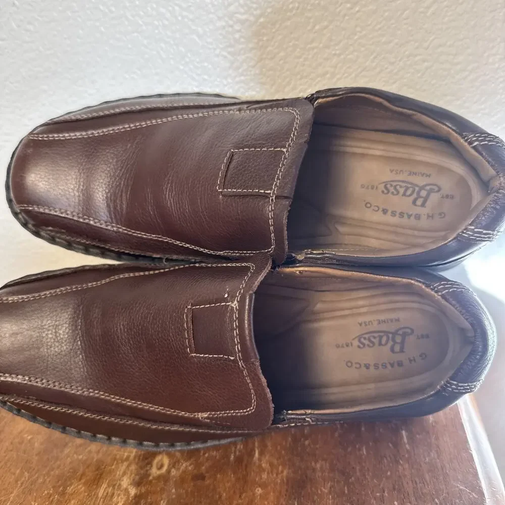 GH Bass Co Mens Lenny Brown Leather Slip On Loafer Shoes‎ Size 8 M